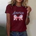 thumbnail image 2 of Women's 4th of July Outfits USA Shirt Memorial Day Red White and Blue Patriotic Shirts American Flag Graphic Tops Wine,L, 2 of 4