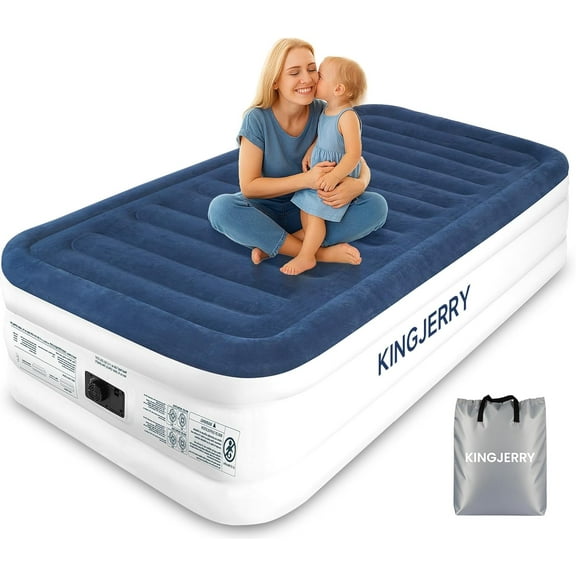 Twin XL Air Mattress with Built-in Pump, Raised Comfort, Upgraded Length, Dual-Layer Leakproof, Support 500 lbs, Inflation, Inflatable Blow-up Bed for Home Camping Guests