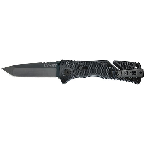 SOG Trident Assisted Folding Knife TF10-CP, Black TiNi 10.105" AUS-10 ...