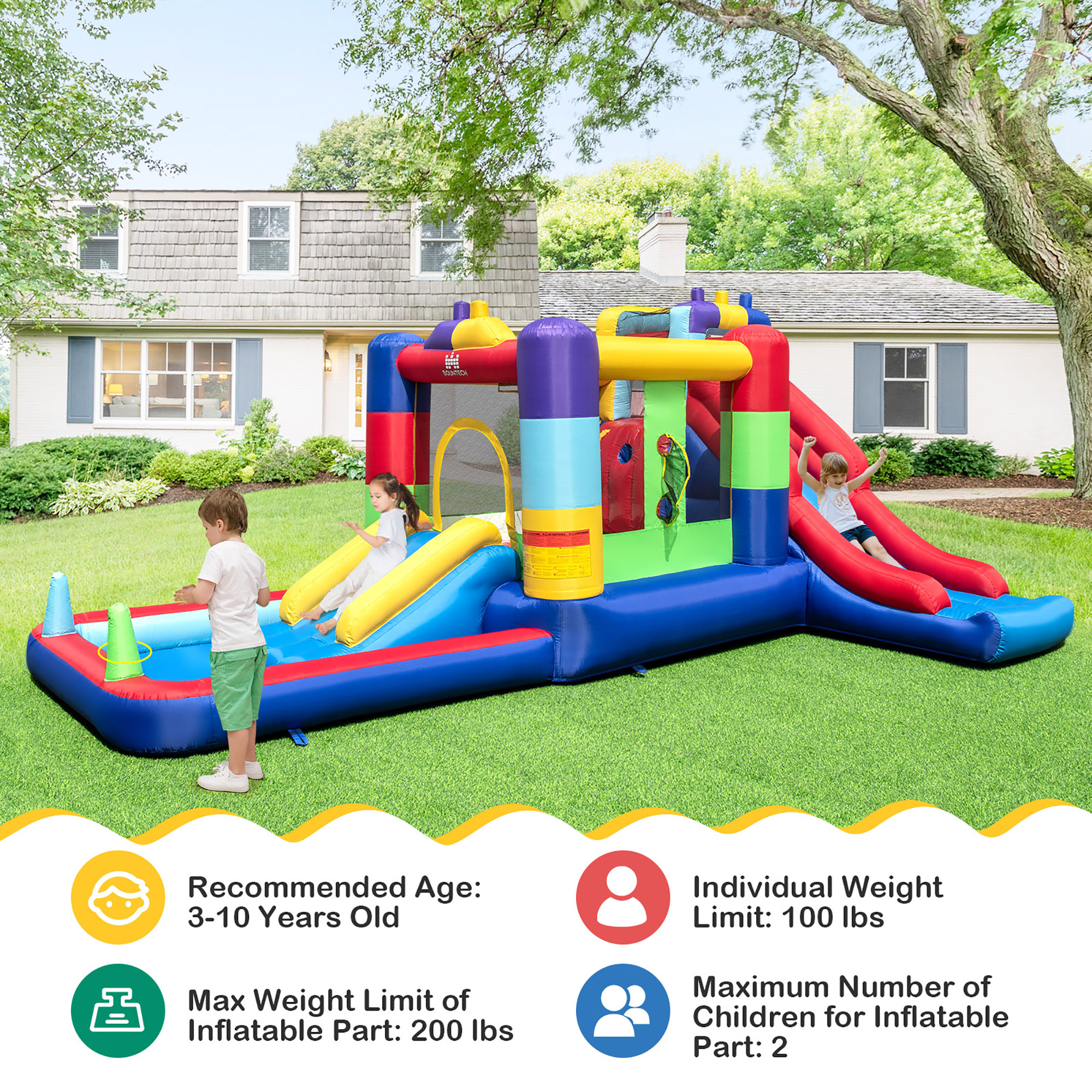Costway Mutifunctional Kids Infalatable Bounce Castle with 50 Ocean Balls & 735W Blower - image 5 of 10
