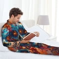 thumbnail image 6 of Fuzoiu Colorful Floral Skull A Print Men's Long-Sleeved Pajama,Lounge Button Down Nightwear,Mens Notch Collar Pajama Set -Small, 6 of 7