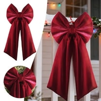 Large Christmas Bow Ornament Velvet Giant Wreath Bows Xmas Tree Topper Ribbon Hanging Bows For Christmas Holiday Home Wall Outdoor Indoor Party Garland Crafts Decoration(Red-90X45Cm)