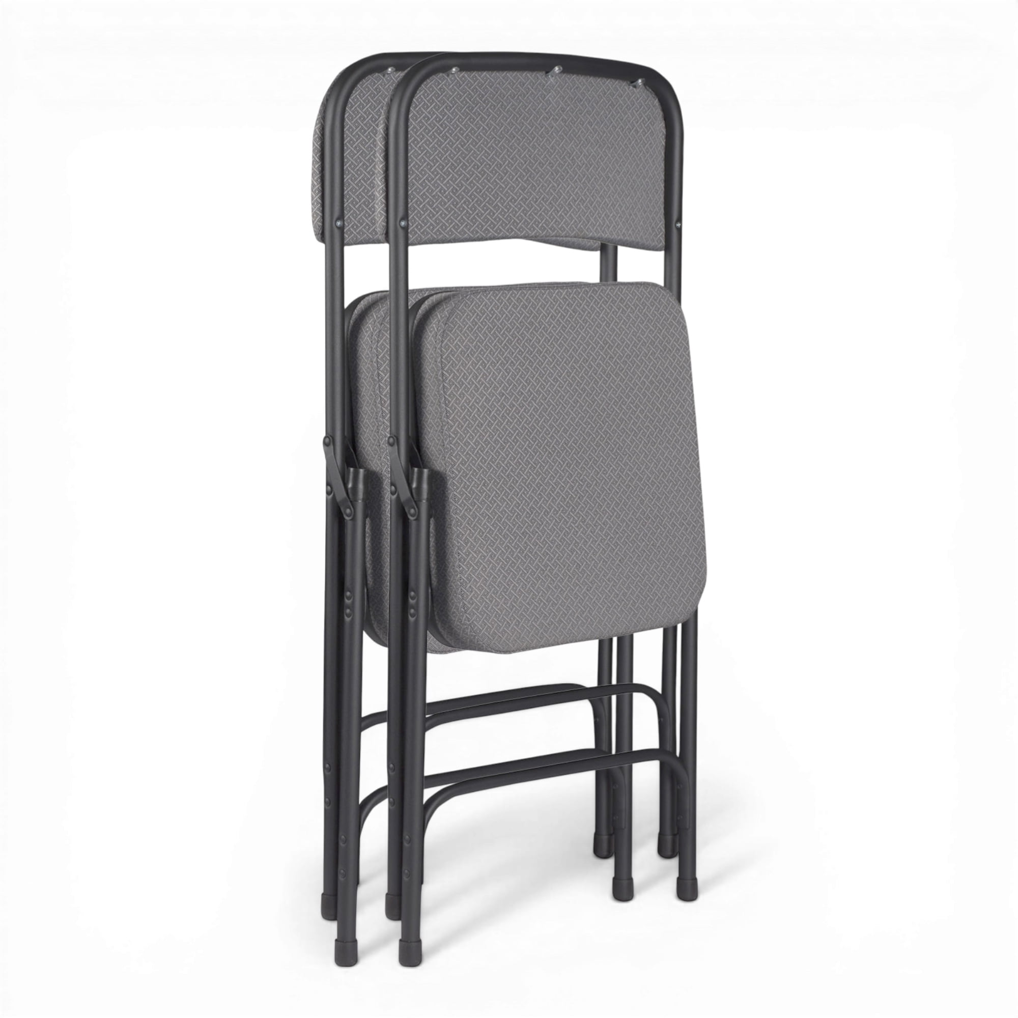 Hampden Furnishings Bernadine Collection Deluxe Fabric Padded Folding Chair, Charcoal Grey, Pack of 2