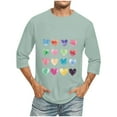 thumbnail image 2 of Jinhomg Mens Fashion Graphic Tees Funny Valentine's Day Love Heart T-Shirt Big and Tall Casual 3/4 Sleeve Spring Summer Tee Shirts Spring Summer Tops Green XXXL, 2 of 5