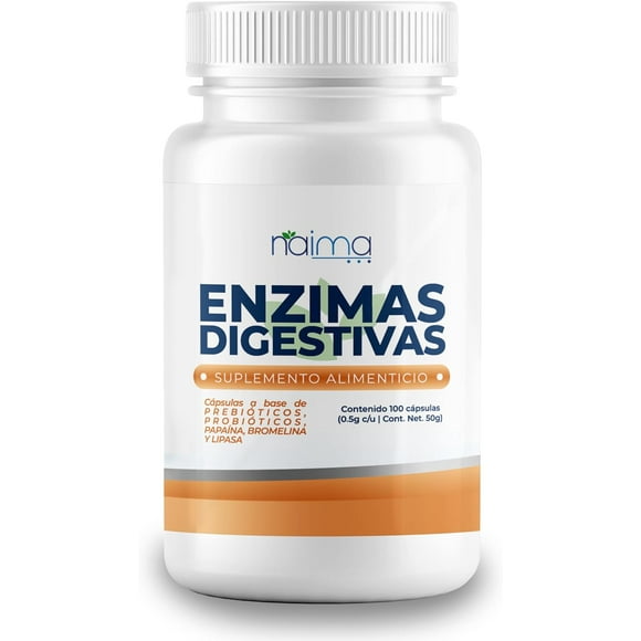 Enzimas Digestivas con Probióticos y Prebióticos NAIMA 100 Cápsulas