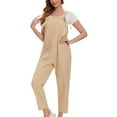 thumbnail image 2 of BONIXOOM Bodysuits for Women Women's Pants Solid Mid Waisted Long Gym Beach Bodysuit Baggy Fit Straight-Leg Standard Khaki S, 2 of 4