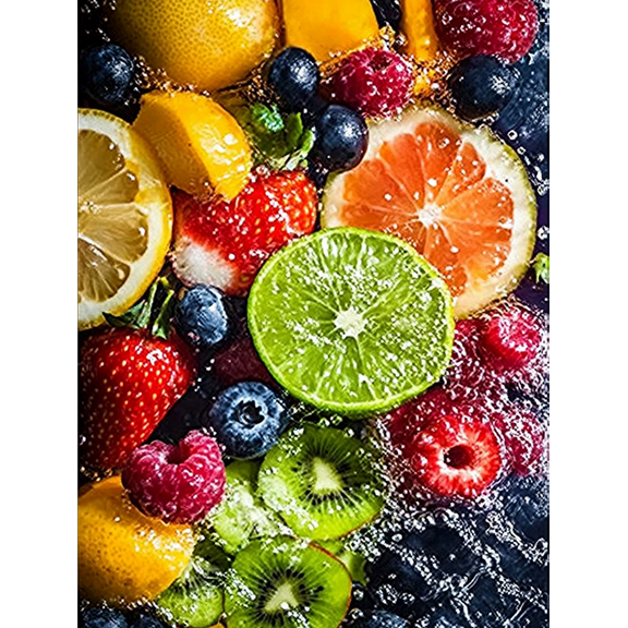 Fresh Fruit Splash Canvas Wall Art/Decorative Painting，Suitable for Kitchen Decor，Bathroom Decor，Dining Room Decor，Living Room Decor，Bedroom Decor.