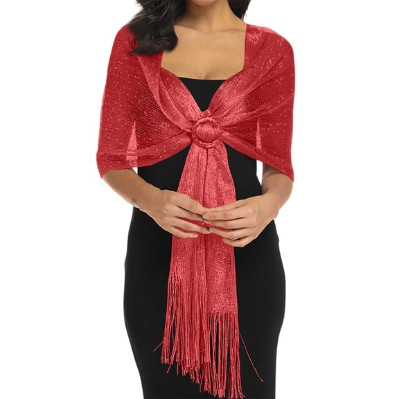 OIOLOYJM Women Shawls and Wraps Dressy Shawls and Wraps for Evening Dresses Party Wedding Casual Fashion Shawls (With Buckle) Red One Size