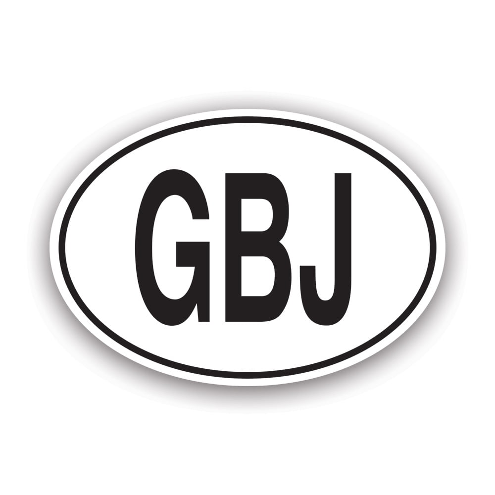 GBJ Jersey Country Code Oval Sticker Decal - Self Adhesive Vinyl ...