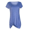 thumbnail image 4 of Chbgutlmr Summer Dresses for Women Short Sleeve Knot Front Irregular Hem Scoop Neck Dress Casual Loose Comfy Trendy Dress, 4 of 6