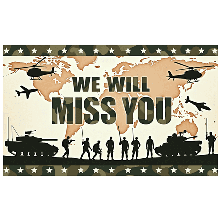 LUUFILx Military Farewell Banner Camouflage We Will Miss You Background Decorations Party Supplies Soldiers Deployment Backdrop Banner Veterans Event Outdoor