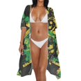 thumbnail image 3 of HELLHERO Casual Long Swimwear Cover up for Beach Polyester Half Sleeve Swim Cover Up Green Yellow Abstract, 3 of 6