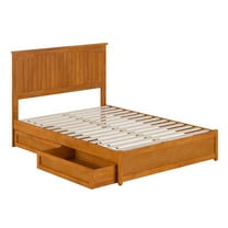 Malta Full Wood Platform Bed with Panel Footboard & Drawers in Light Toffee