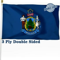 DANF Double Sided Maine State Flag 3x5 ft, Heavy Duty 3 Ply Durable Polyester, ME Flag with Vibrant Print/4 Rows Hemming/Brass Grommets