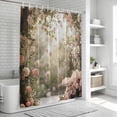 thumbnail image 5 of Pink Rose Spring Floral Shower Curtain Set - 48" x 72" Washable Bathtub Curtain with 12 Hooks, Summer Roses Flowers Farmhouse Waterproof Fabric Stall Shower Curtains for Bathroom/Bathtub Décor, 5 of 6
