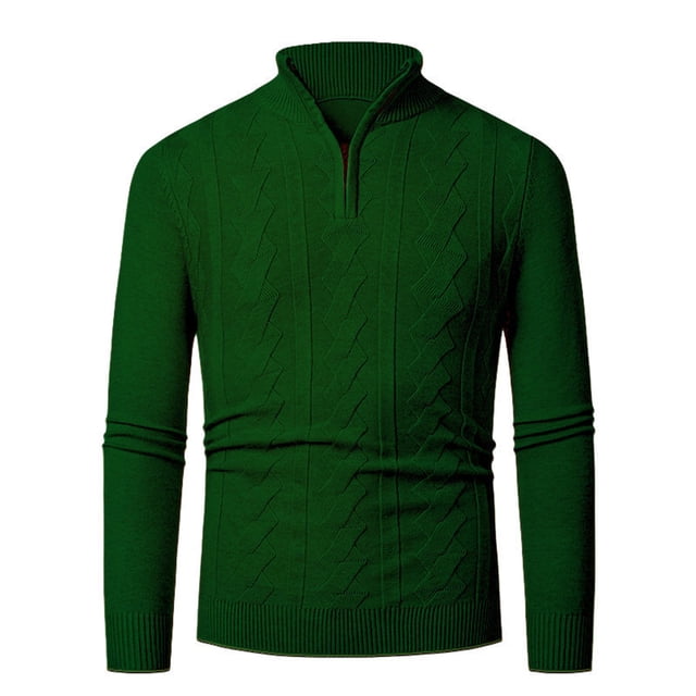 cfhntfmh Mens Quarter Zip Sweaters Slim Long Sleeve Collared Pullover Tops Casual Knit Thermal Sweaters Fall Winter Outfits