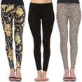 thumbnail image 1 of White Mark Women's 3-Pack Soft Stretchable Tropical Print Leggings, 1 of 2