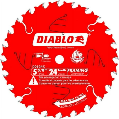 

Freud D0524X Diablo 5-3/8-Inch 24 Tooth ATB Framing Cordless Trim Saw Blade with 10mm Arbor Model: D0524X Tools & Hardware store