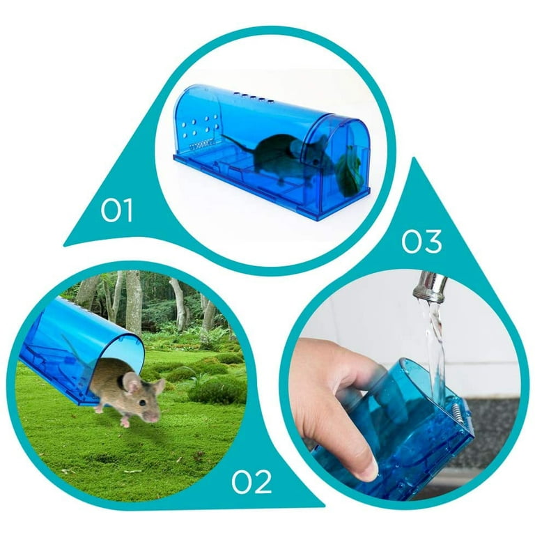 Utopia Home Humane Mouse Traps Indoor for Home (Pack of 2) - Blue Reusable  Mice Traps for House Indoor - Pet Safe Mouse Trap Easy to Set, Quick