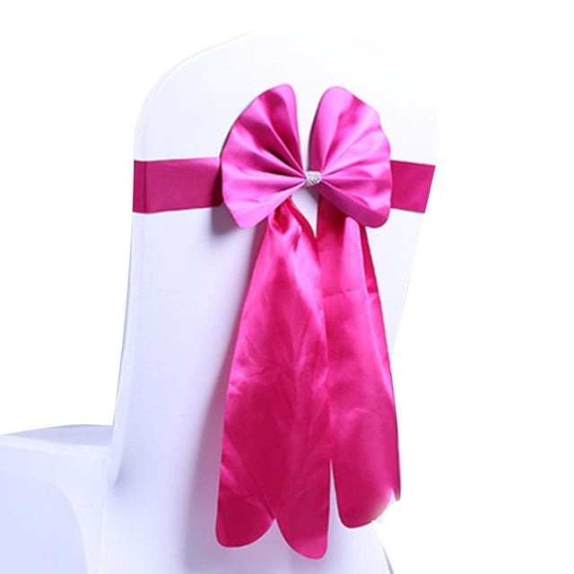 Bewildely Funda elástica para silla con lazo, fajas, cinta antiarrugas, banda para silla, decoración de boda Decoración del hogar Rosa roja