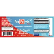 Proferrin Forte-12mg of high Absorbing Heme Iron Polypeptide. Easy on The Gut. 30 Tablets. 1mg of Folic Acid to aid in red Blood Cell Production. Not affected by Coffee, Calcium, or PPIs.