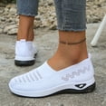 thumbnail image 4 of Women's Loafers Slip on Knit Mesh Lightweight Breathable Walking Shoes Casual Dressy Flat Driving Shoes White Size 9, 4 of 8