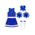thumbnail image 4 of YiZYiF Ensemble de 5 Pcs pour Filles, Tenue de Cheerleading, Uniforme de Cheerleading Scolaire, Robe de Danse Musicale, Bleu 14, 4 of 5