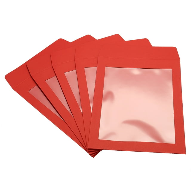 Unique Bargains Enveloppes de Fenêtre pour Photos de Courrier à une Face Transparente A5, Rouge Lot de 10