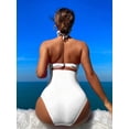 thumbnail image 4 of URSOFINE Women's One Piece Swimsuit Halter Neck Ruched Tummy Control Slimming Swimwear Cutout High Cut Bathing Suit for Beach, 4 of 4