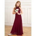 thumbnail image 3 of Sxiwei Robe Maxi à Sequins pour Filles Juniors Robe de Demoiselle d'Honneur pour Mariage Froncée Longueur au Sol Robe de Soirée Formelle Bourgogne 16, 3 of 7