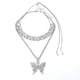 thumbnail image 1 of 3 uds. Gargantilla de mariposa de cristal, collar con colgante de diamantes de imitación brillantes, cadena de plata dorada brillante, joyería de mariposa, 1 of 5