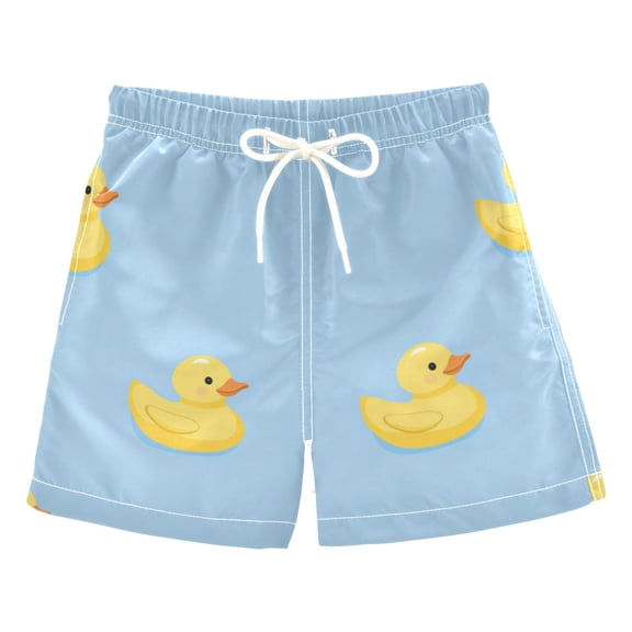Cute Yellow Rubber Ducks Blue Background Boys' Swim Trunks Board Shorts Beach Pants Bathing Bottoms 2T