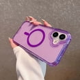 thumbnail image 2 of Designed for iPhone 16 Magnetic Clear Phone Case,Clear Crystal Glitter,Compatible with Mag-Safe,3-in-1 Heavy Duty Shockproof Sparkly Cute Women Girl Protective Phone Case,Clearpurple, 2 of 9