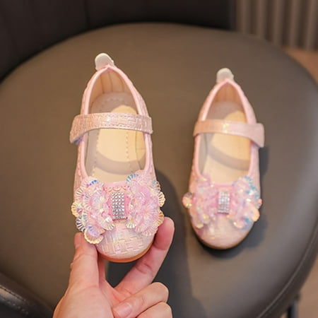 

8QIDA Sandals for Boys Size 5 Girls Sandals Fashionable New Pattern Cute Bow Sequin Decoration Flat Bottom Comfortable Lightweight Shoes 25