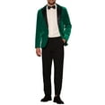 thumbnail image 2 of INSPIRE CHIC Men's Velvet Blazer One Button Party Prom Tuxedo Dinner Suit Jacket M Dark Green, 2 of 6