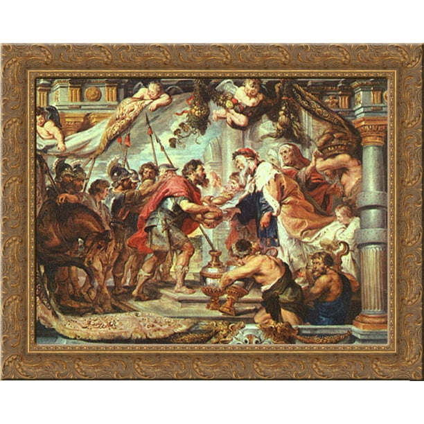 The Meeting of Abraham and Melchizedek 23x20 Gold Ornate Wood Framed ...