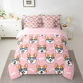 thumbnail image 2 of Feelyou Funny Dog Pug Bedding Comforter Set 7pcs for Kids, Cute Dalmatian Lover King Bedding Sets, Girly Pink Cartoon Reversible Bed Sheets, Lightweight Room Decor, 2 of 7