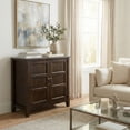 thumbnail image 3 of Simpli Home Burlington 30-inch-Wide Solid Wood Transitional Low Storage Cabinet in Mahogany Brown, 3 of 11