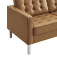 thumbnail image 6 of Tufted Loveseat Sofa Couch, Tan, Vegan Leather, Living Kitchen Cafe Bistro Hospitality Restaurant, Modern Contemporary HB36903, 6 of 9