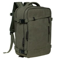KAUKKO Thick Canvas Travel Backpack, Flight Approved Carry On Backpack with Shoe Pouch and 15.6 inch Laptop Compartment, 40L Luggage Casual Daypack Weekender Bag, 10-ARMYGREEN