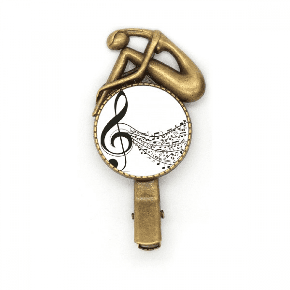 Flappg Music Notes Treble Clef Hairpin Headdress Brooch Vintage Metal