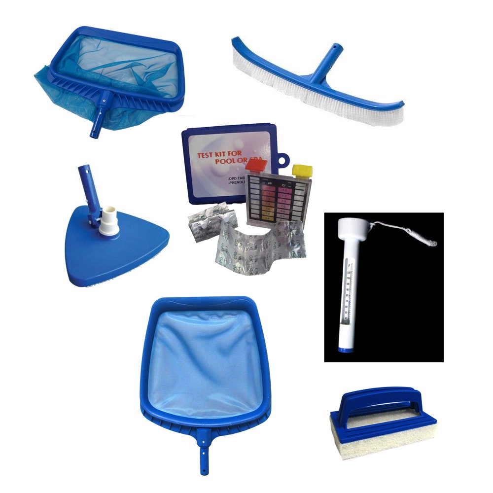 7Pieces Blue Deluxe Swimming Pool Cleaning and Test Kit 21.5