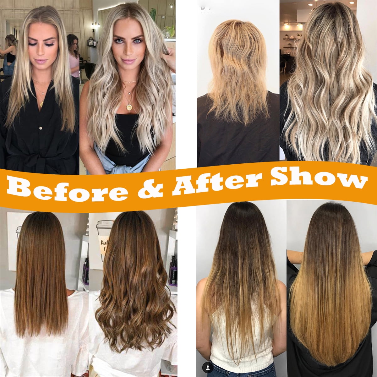 HAIRRO Clip In Human Hair Extensions, Brazilian Hair 8pcs/18Clips Dark Brown to Chestnut Brown Balayage Hair Extensions Full Head Silky Straight 100% Human Hair Clip In Extensions 8Inch-24inch