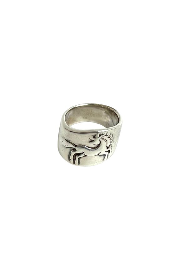 Pre-Owned HERMES Gallop Ring, Sterling Silver 925, Size 9, Women's, Item No. 523-9