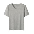 thumbnail image 4 of UJNDER Women's Short Sleeve V Neck Solid Color Warm Top for Casual Everyday Comfort and Lightweight Wear Grey M, 4 of 4