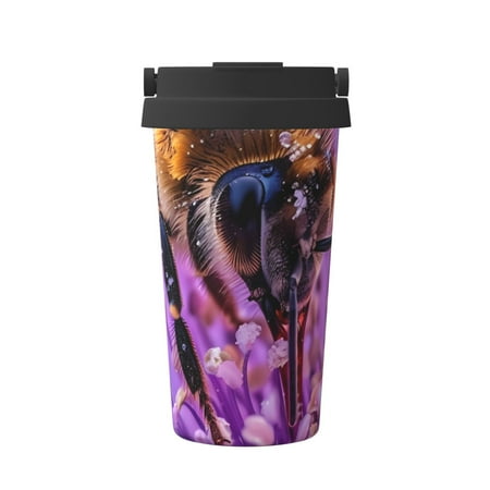 

KLL Closeup Honeybee on Flower Pattern Stainless Steel Vacuum Insulated Tumbler - Carry Insulated Coffee Mug - Reusable Insulated Cold Brew Iced Coffee Cup Thermos