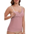 thumbnail image 4 of INSPIRE CHIC Women's Crisscross Lace Trim Adjustable Shoulder Straps Maternity Nursing Tops Camisole Padded for Breastfeeding M Pink, 4 of 5