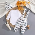 thumbnail image 3 of Kaprioy My First Easter Baby Boy Outfit Boys Eeaster Outfit MY 1ST Easter Baby Boy Outfits Newborn Long Sleeve Onesie Romper Bunny Suspender Overalls Pants Hat 3PCS Infant Clothes Set, 3 of 7