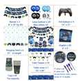 thumbnail image 5 of Video Game Party Supplies, Gaming Themed Birthday Party Decor for Boys and Gamer - Including Plates, Cups, Napkins, Tableware, Tablecloth, Cake Toppers, Hanging Swirls, Banners and Balloons Serves 20, 5 of 9