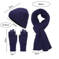 thumbnail image 5 of Tnobhg 3Pcs/Set Unisex Winter Beanie Hat Long Scarf Gloves Set Solid Color Ribbed Texture Warm Knit Scarf Mittens Hat Set, 5 of 7